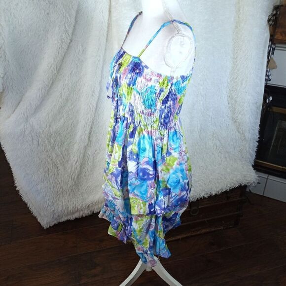 DOTS TURQUOISE & GREEN SMOCKED DRESS SZ.XL EUC - Picture 5 of 8